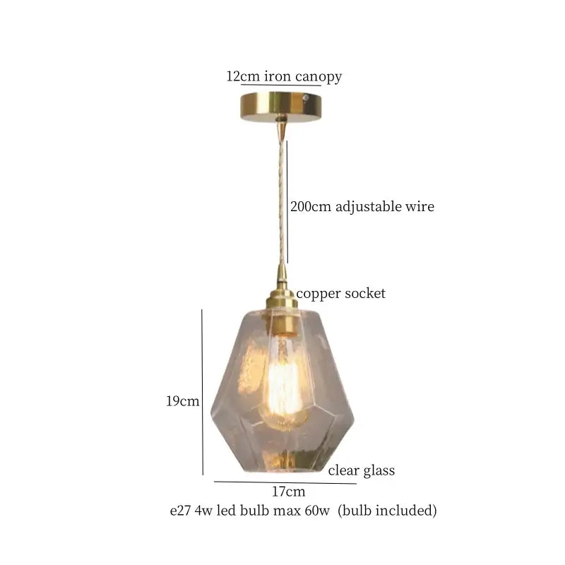 Warm brass cracked glass led pendant light for kitchen dining room