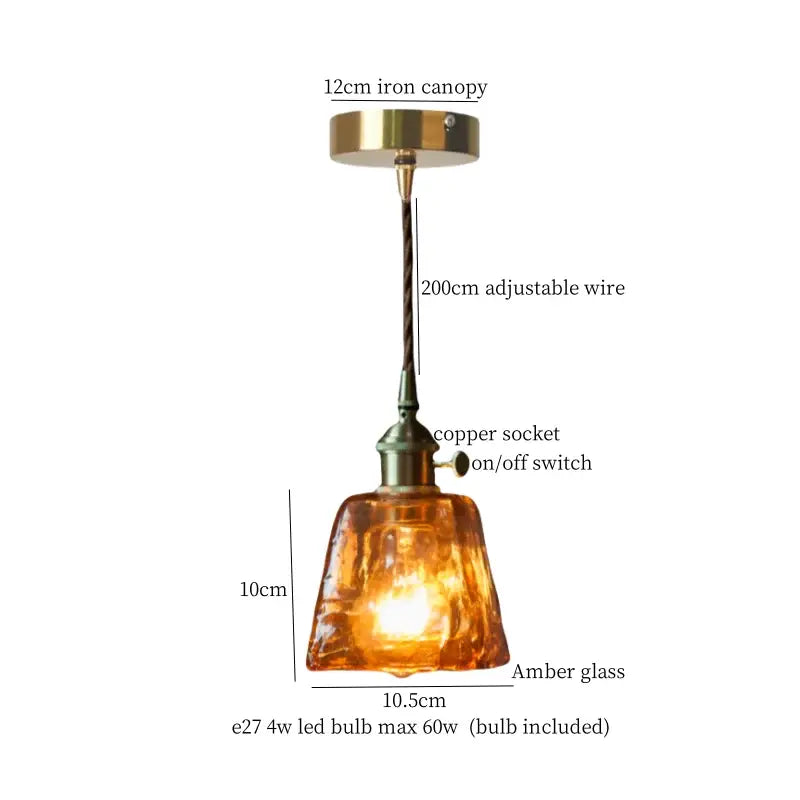 Warm brass cracked glass led pendant light for kitchen dining room