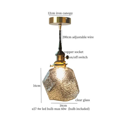 Warm brass cracked glass led pendant light for kitchen dining room