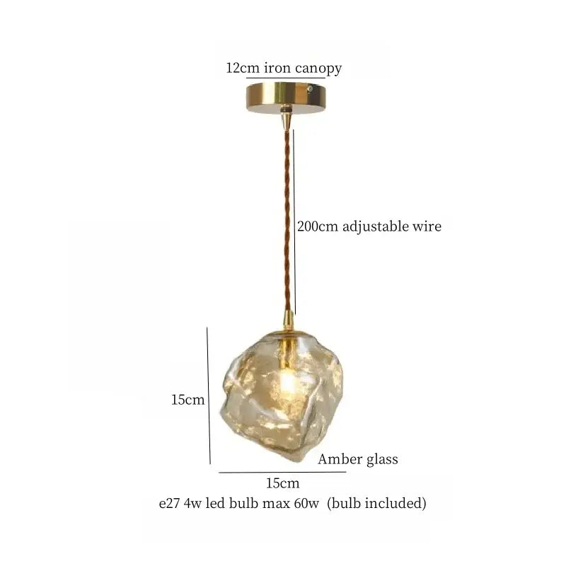 Warm brass cracked glass led pendant light for kitchen dining room