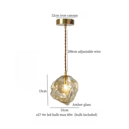 Warm brass cracked glass led pendant light for kitchen dining room