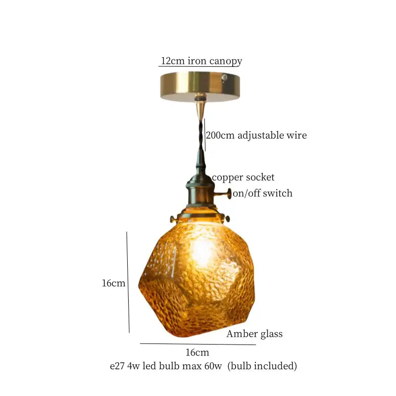 Warm brass cracked glass led pendant light for kitchen dining room
