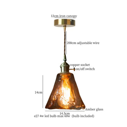 Warm brass cracked glass led pendant light for kitchen dining room