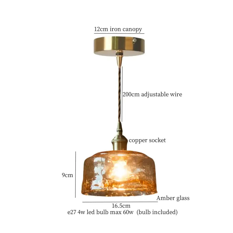 Warm brass cracked glass led pendant light for kitchen dining room