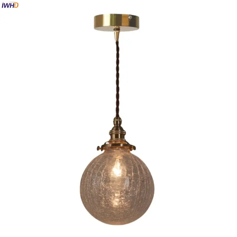 Warm brass cracked glass led pendant light for kitchen dining room