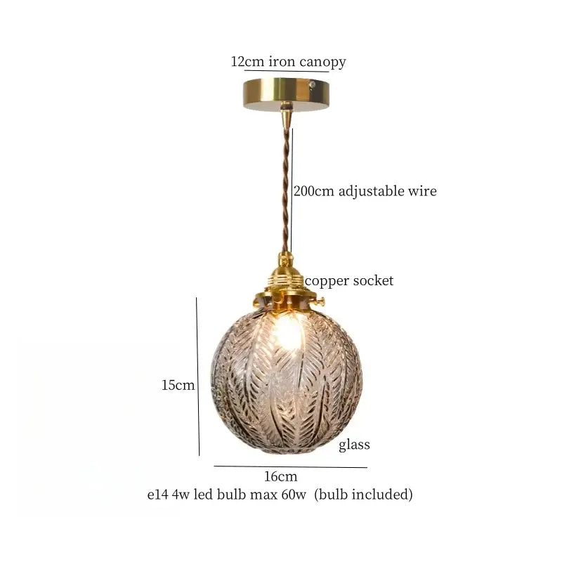 Warm brass cracked glass led pendant light for kitchen dining room