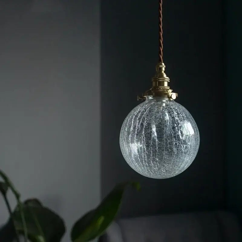 Warm brass cracked glass led pendant light for kitchen dining room