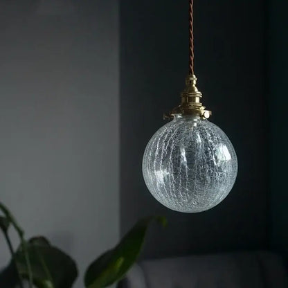 Warm brass cracked glass led pendant light for kitchen dining room