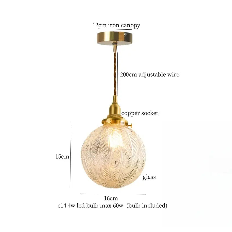 Warm brass cracked glass led pendant light for kitchen dining room