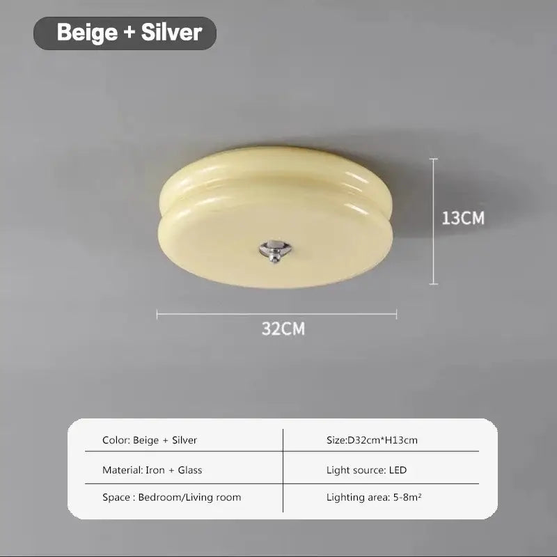 Warm chrome double layer glass led ceiling light bedroom