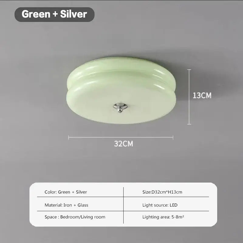 Warm chrome double layer glass led ceiling light bedroom