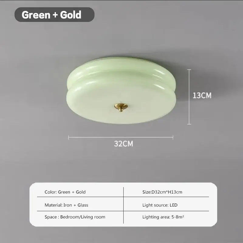 Warm chrome double layer glass led ceiling light bedroom