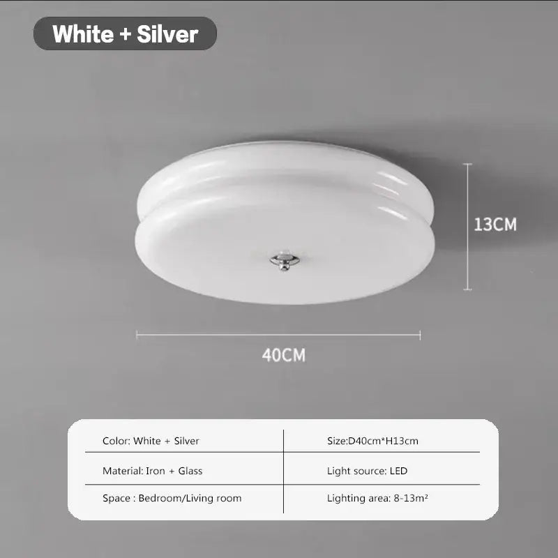 Warm chrome double layer glass led ceiling light bedroom