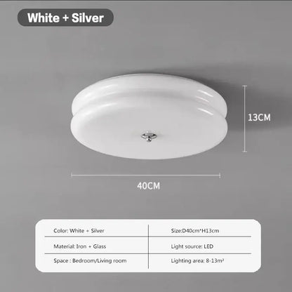 Warm chrome double layer glass led ceiling light bedroom
