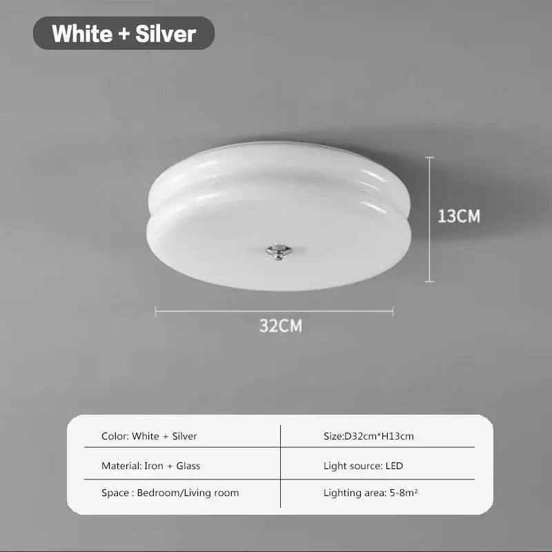 Warm chrome double layer glass led ceiling light bedroom