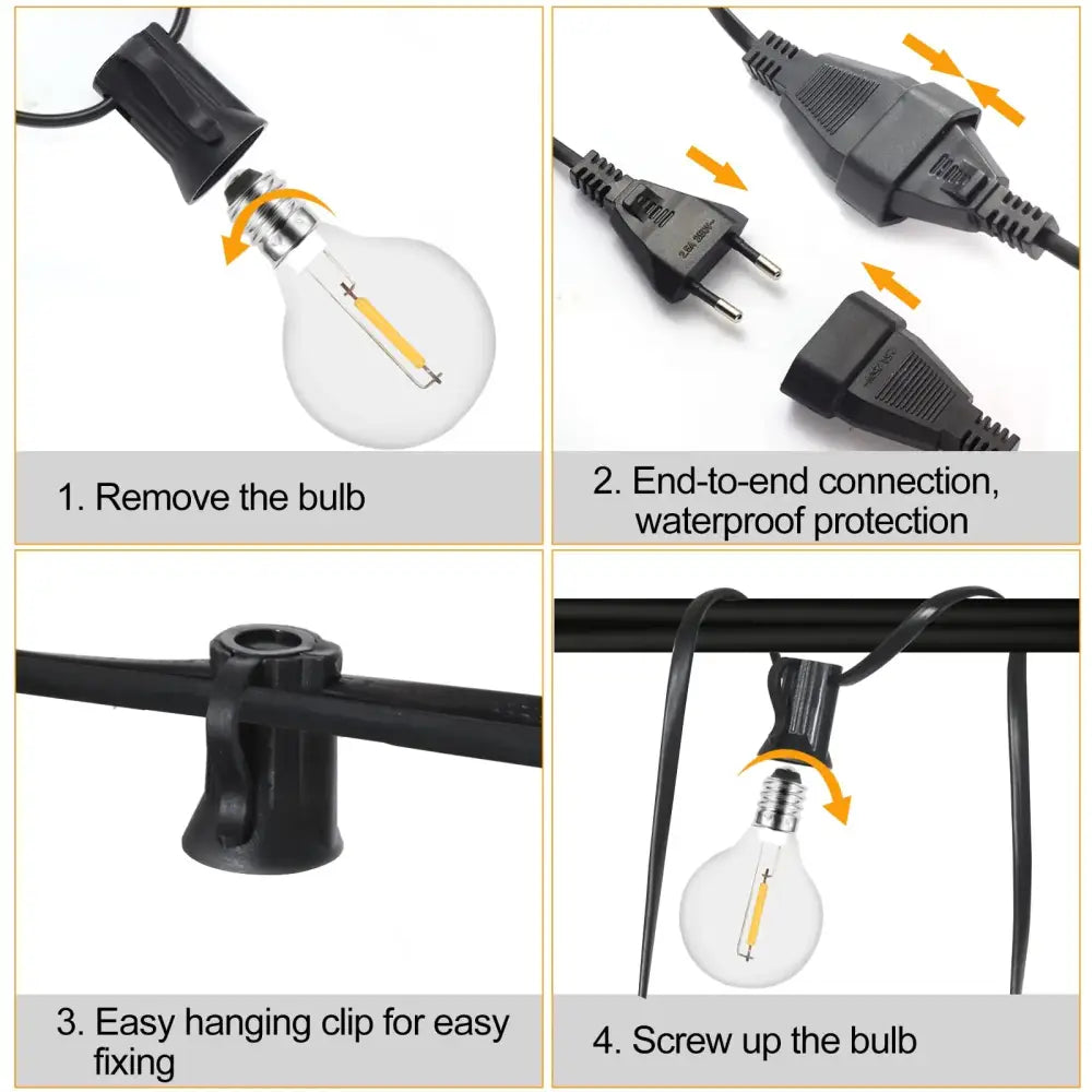 Warm g40 led shatterproof globe string lights patio decor