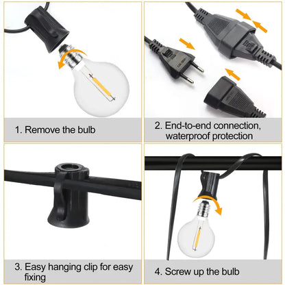 Warm g40 led shatterproof globe string lights patio decor