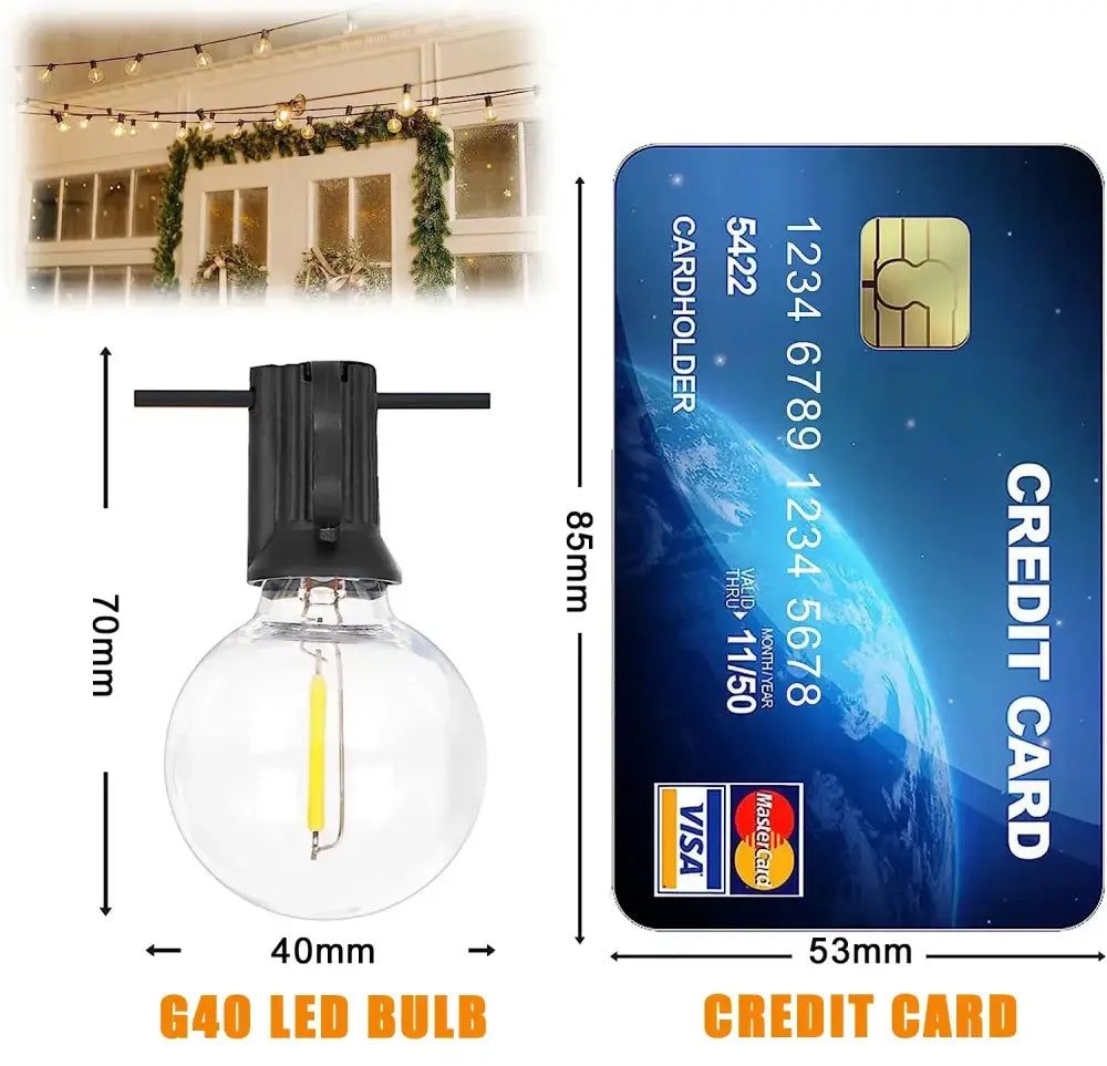 Warm g40 led shatterproof globe string lights patio decor