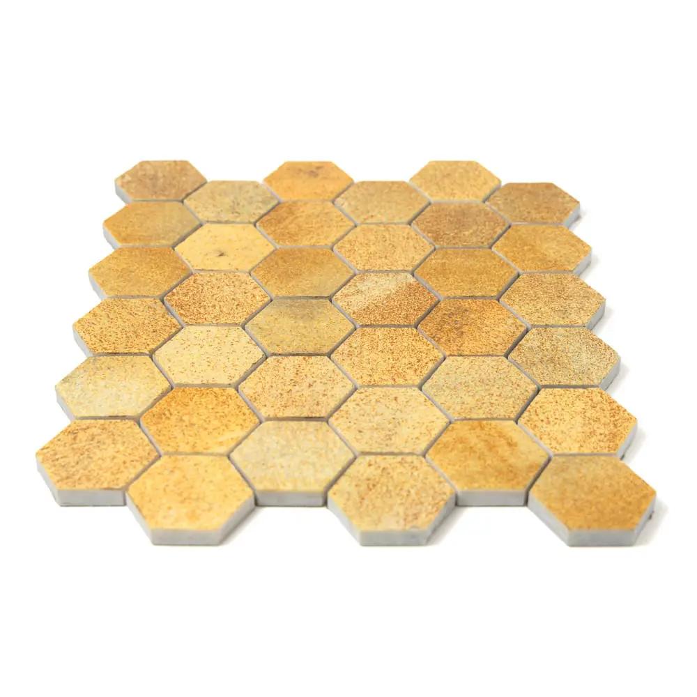 Warm Maize Hexagon Marble Tiles 10 3/8x12