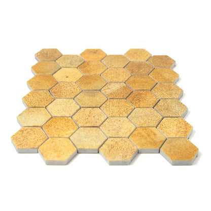 Warm Maize Hexagon Marble Tiles 10 3/8x12