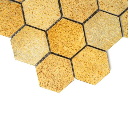 Warm Maize Hexagon Marble Tiles 10 3/8x12