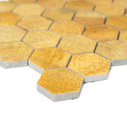 Warm Maize Hexagon Marble Tiles 10 3/8x12