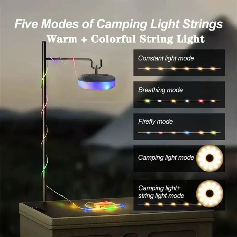 Warm & rgb 10m waterproof led light strip outdoor tent string light
