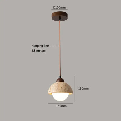 Warm textured concrete cave stone pendant light dining room