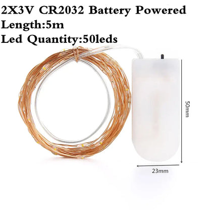 Warm white copper wire led string lights bedroom usb decoration