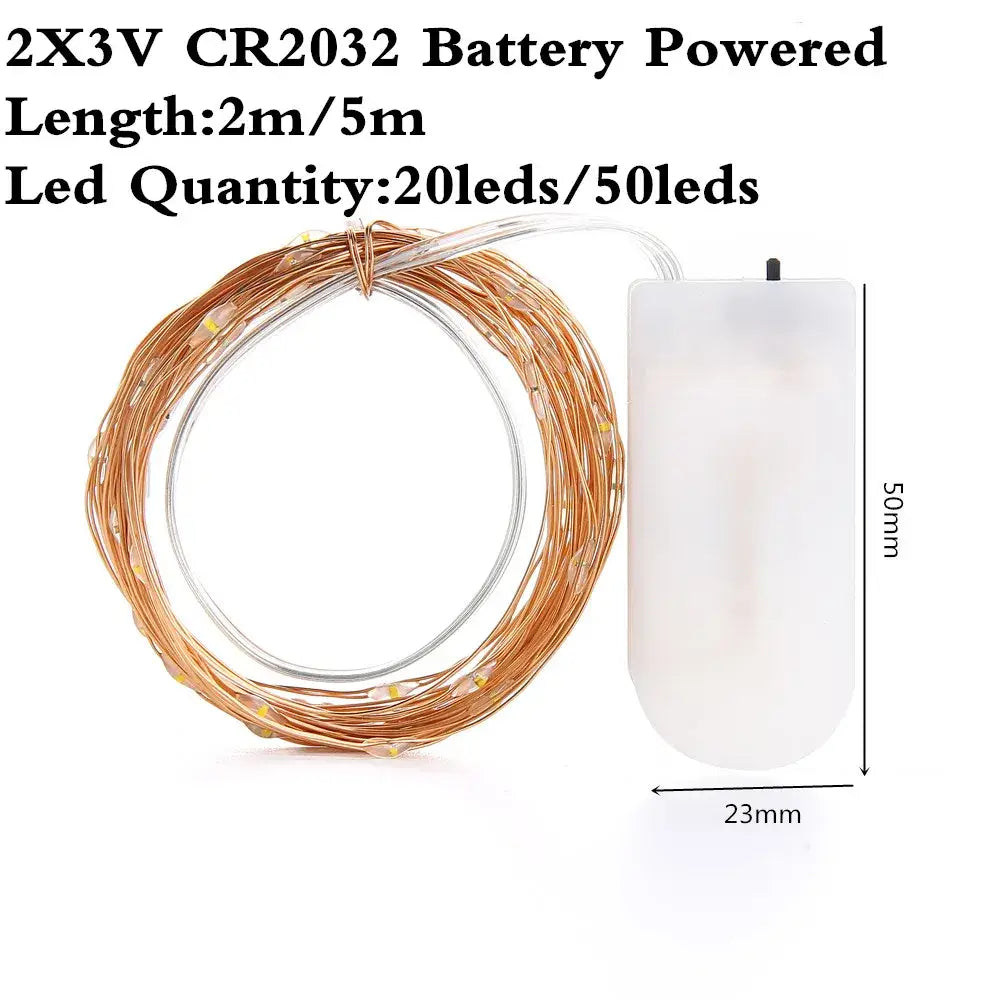 Warm white copper wire led string lights bedroom usb decoration