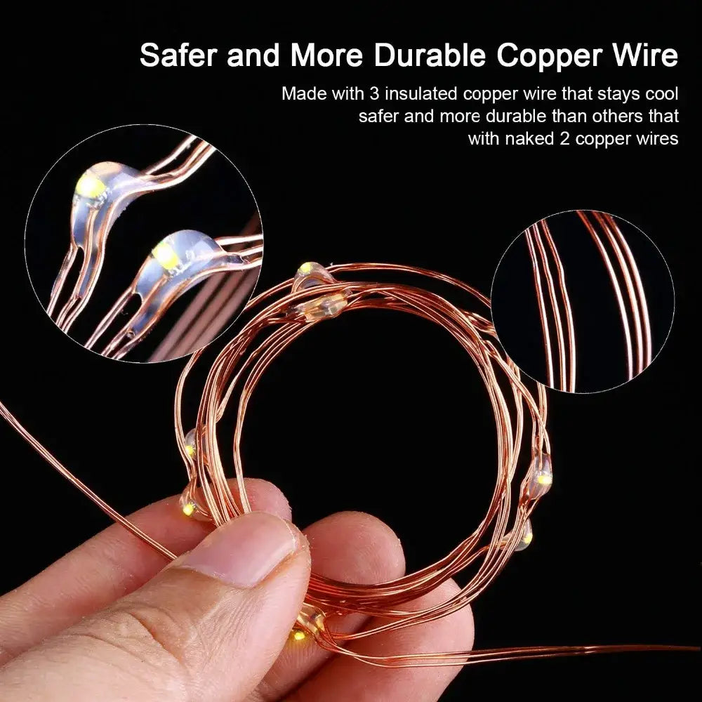 Warm white copper wire led string lights bedroom usb decoration