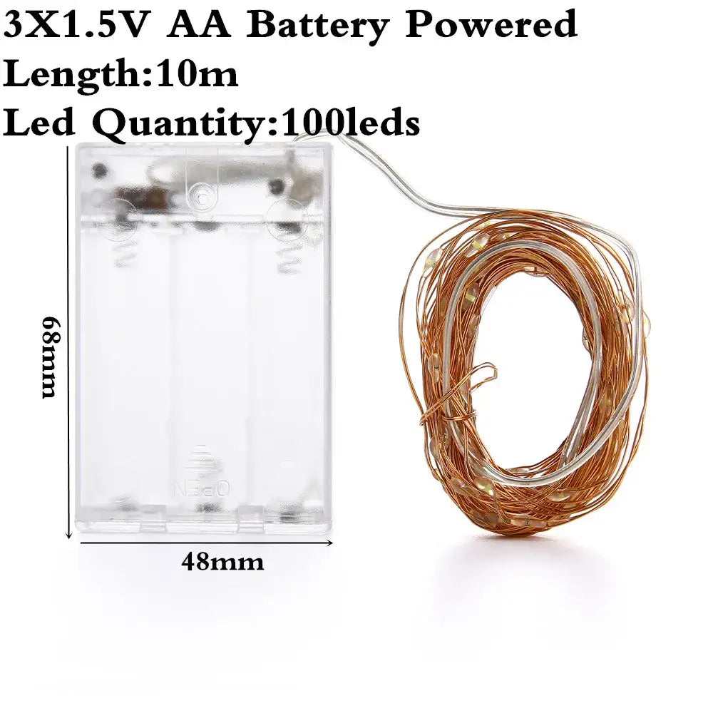 Warm white copper wire led string lights bedroom usb decoration
