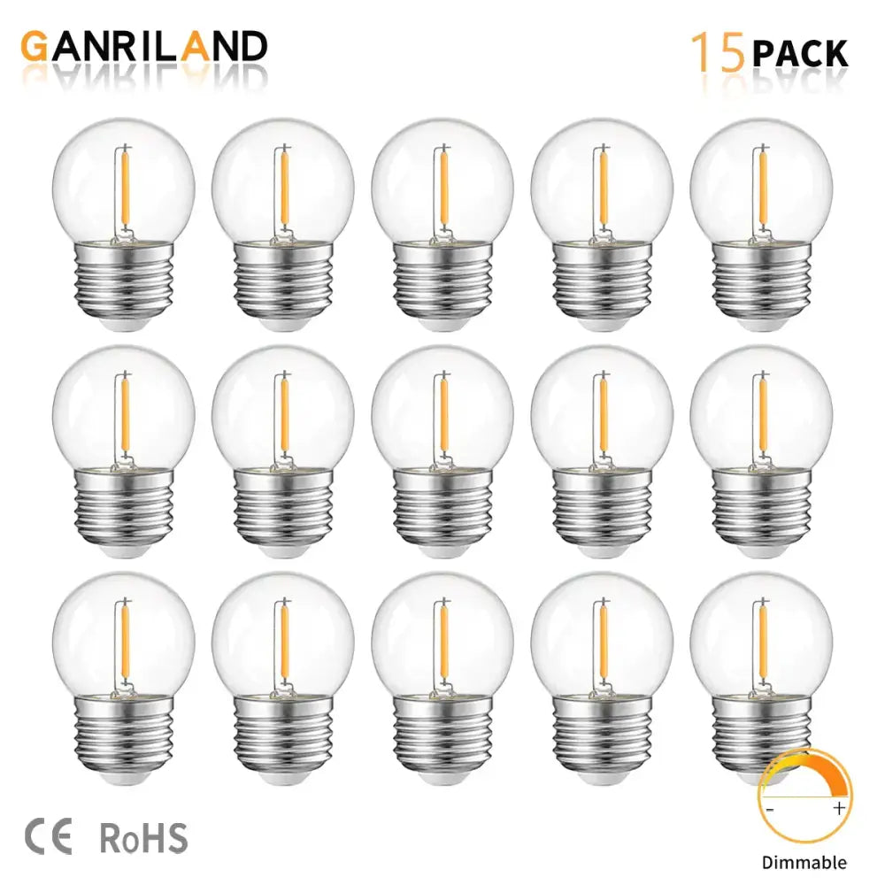 Warm white g40 e27 1w led globe bulbs 15 pack outdoor patio light