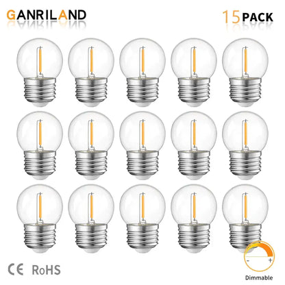 Warm white g40 e27 1w led globe bulbs 15 pack outdoor patio light