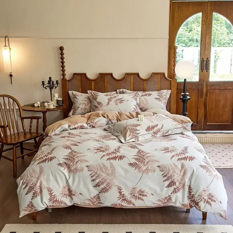 Watercolor yellow & green tulip cotton bedding set bedroom duvet cover
