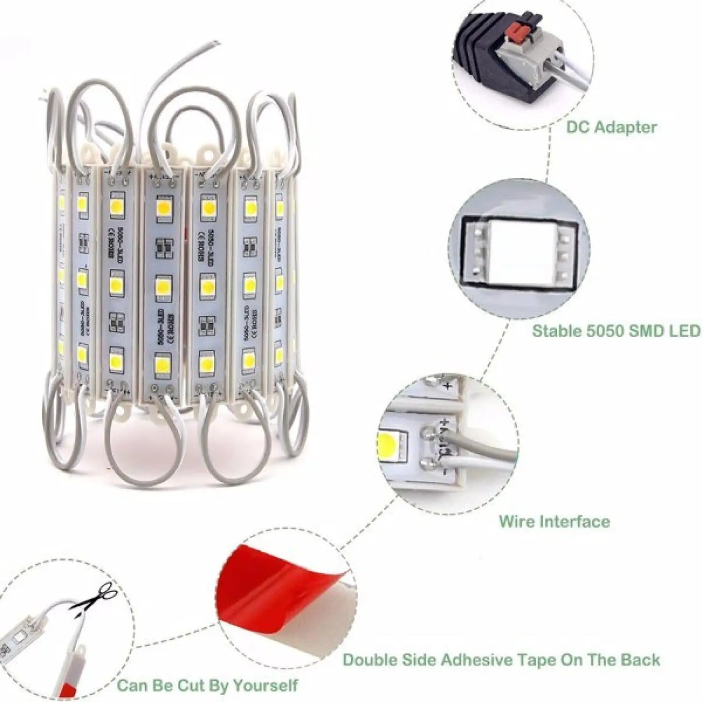 Waterproof Module LED Light Strip Board with 60 LEDs and 10ft Wire