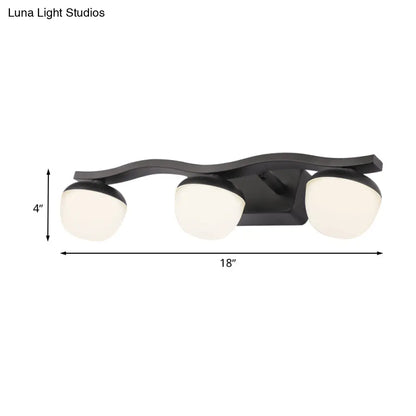 DecorBites™ Wave Design Black Acrylic 3-Head Vanity Lamp for Contemporary Bedroom Wall Lighting