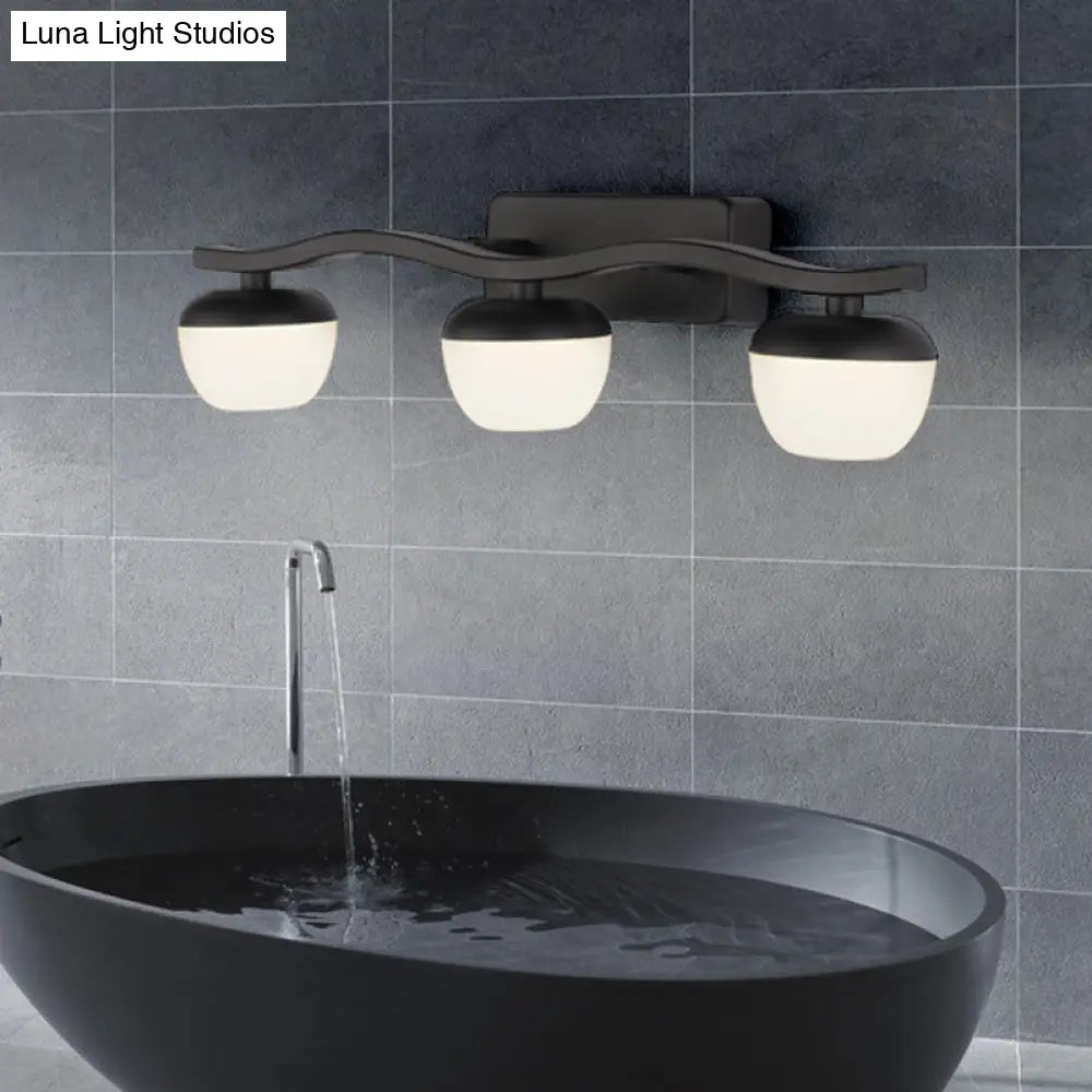 DecorBites™ Wave Design Black Acrylic 3-Head Vanity Lamp for Contemporary Bedroom Wall Lighting