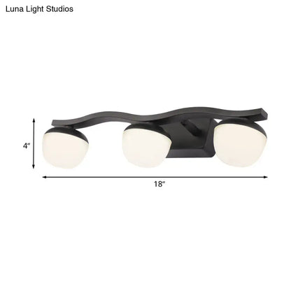 Wave design black metal wall lighting with frosted glass for bedroom