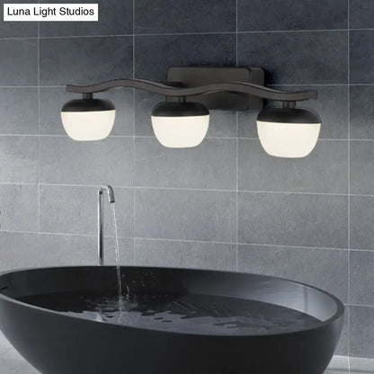 Wave design black metal wall lighting with frosted glass for bedroom