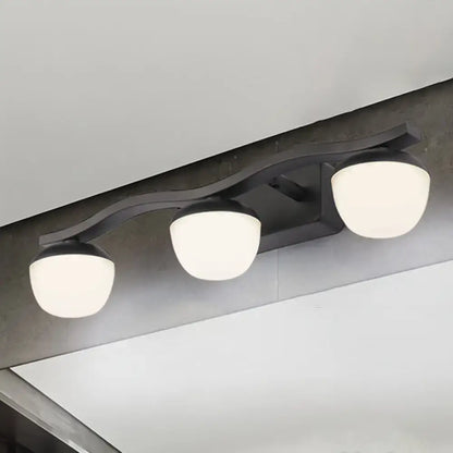 Wave design black metal wall lighting with frosted glass for bedroom