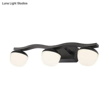 Wave design black metal wall lighting with frosted glass for bedroom