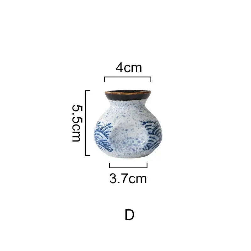 Wave pattern blue & white ceramics kitchen seasoning set