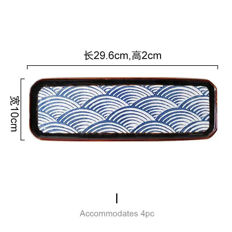 Wave pattern blue & white ceramics kitchen seasoning set