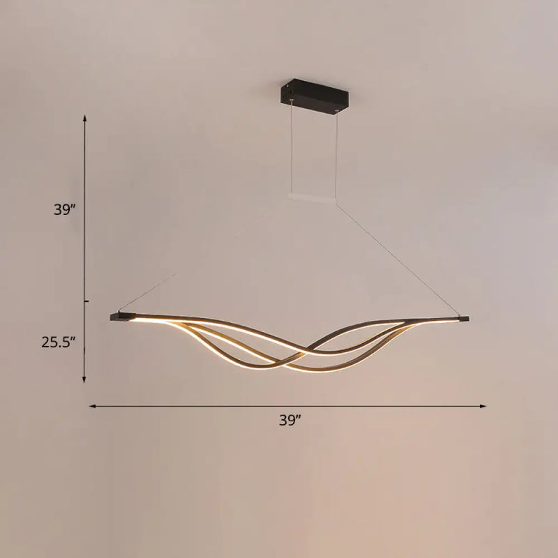 DecorBites™ Wave-shaped Metal LED Island Light Fixture: Minimalist Hanging Lamp for Dining Room