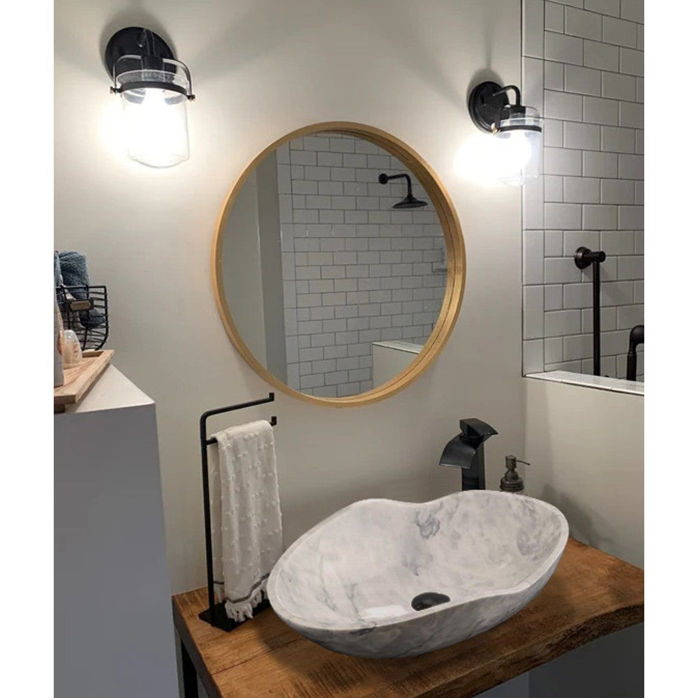 Carrara White Marble Wave Shaped Vessel Bathroom Sink 14x24x6