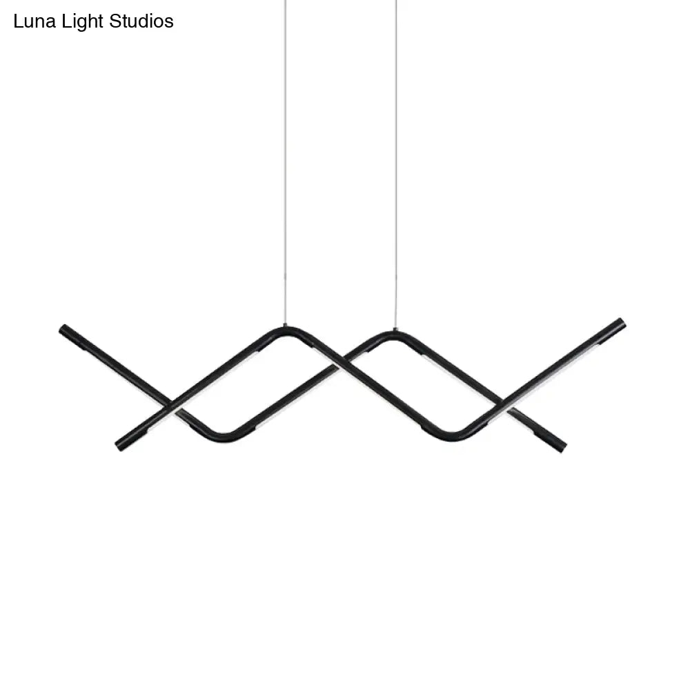 DecorBites™ Waved LED Island Dining Room Light in Minimalist Acrylic Design - Black