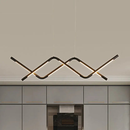 DecorBites™ Waved LED Island Dining Room Light in Minimalist Acrylic Design - Black