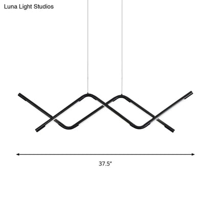 DecorBites™ Waved LED Island Dining Room Light in Minimalist Acrylic Design - Black