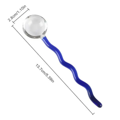 Wavy colorful glass spoon coffee stirring rod kitchen set